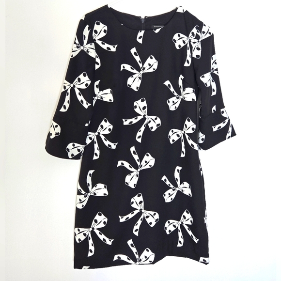 Banana Republic Black Long Sleeve Dress with Bow Design Size 2 - Picture 2 of 8